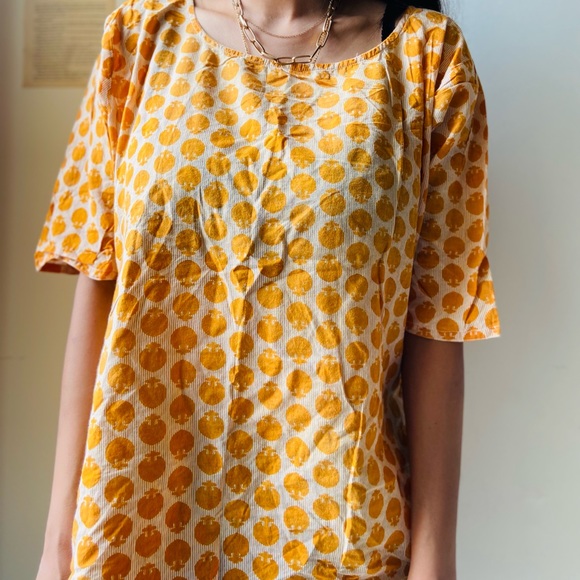 Mustard and cream cotton tunic